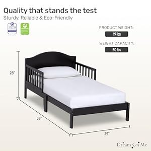 Dream On Me Sydney Toddler Bed in Black, Greenguard Gold Certified, JPMA Certified, Low To Floor Design, Non-Toxic Finish, Safety Rails, Made Of Pinewood Dream On Me Sydney Toddler Bed in Black Greenguard Gold Certified JPMA Certified Low To Floor Design Non Toxic Finish Safety Rails Made Of Pinewood