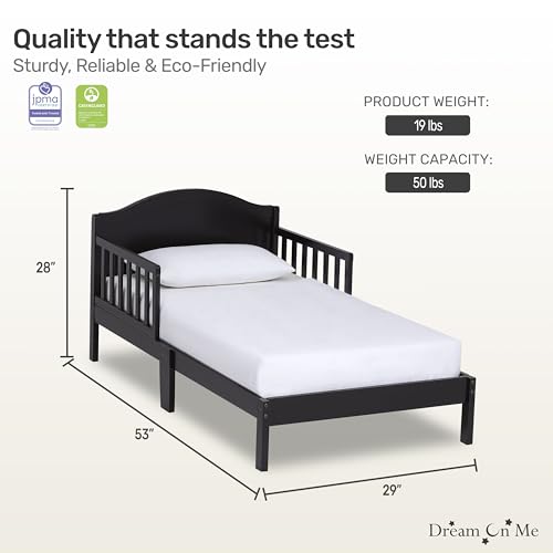 Dream-On-Me-Sydney-Toddler-Bed-in-Black-Greenguard-Gold-Certified-JPMA-Certified-Low-To-Floor-Design-Non-Toxic-Finish-Safety-Rails-Made-Of-Pinewood Dream On Me Sydney Toddler Bed in Black Greenguard Gold Certified JPMA Certified Low To Floor Design Non Toxic Finish Safety Rails Made Of Pinewood