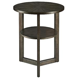   Small-Round-End-Table-Rustic-Side-Table-with-Storage-shelf-Classic-Circular-Solid-Wood-Beside-Table-2-tier-Telephone-Table-Easy-Assembly-for-Living-Room-24H-x-193D-Brushed-Black-BZ3338BK