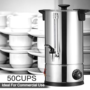 Baderke 2 pack commercial stainless steel percolator coffee maker 8l 50 cup coffee urns pot large hot water tea dispenser for party wedding home classic  urban country home decor