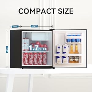 Frestec 17 cuft mini fridge with freezermini fridge for bedroomsmall refrigeratordorm refrigerators with freezercompact refrigerator for officeapartmentdormbedroom black  urban country home decor