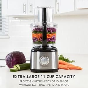 Kenmore 11 Cup Food Processor - Vegetable & Fruit Salad Cutter, Multifunctional, Chopper, Clicer, Mincer, Puree, Grater, Blades, Shredder, Compact Stainless Steel Kitchen Appliances, 500 W Black Kenmore 11 Cup Food Processor Vegetable Fruit Salad Cutter Multifunctional Chopper Clicer Mincer Puree Grater Blades Shredder Compact Stainless Steel Kitchen Appliances 500 W Black