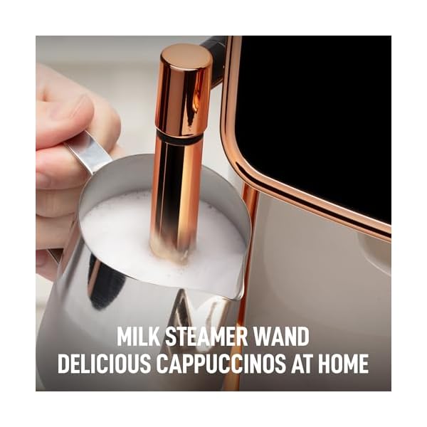 Zulay kitchen magia clasica fully automatic espresso machine with grinder touch screen coffee maker with one touch operation milk foam system for latte cappuccino macchiato cream copper  urban country home decor