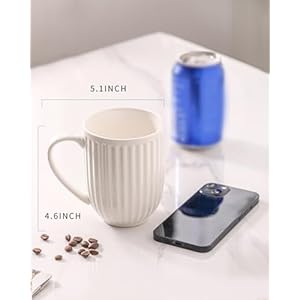 Hasense Ceramic Coffee Mugs Set of 4, 16 Oz Large Ribbed Coffee Cups with Big Handle, Unique Modern Style White Latte Mugs for Tea,Cocoa,Milk,Cappuccino, Microwave & Dishwasher Safe Hasense Ceramic Coffee Mugs Set of 4 16 Oz Large Ribbed Coffee Cups with Big Handle Unique Modern Style White Latte Mugs for TeaCocoaMilkCappuccino Microwave Dishwasher Safe