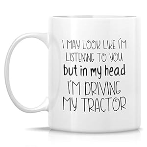 Retreez Funny Mug In My Head Im Driving My Tractor Farming Farmer Gardener 11 Oz Ceramic Coffee Mugs Funny Sarcasm Inspirational birthday gifts for him her friends coworkers mother father