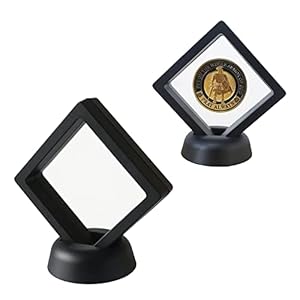 Set of 2 Challenge Coins Display Stand, 3D Floating Clear Case, Jewelry, Specimen, Military Medal Holder Frame