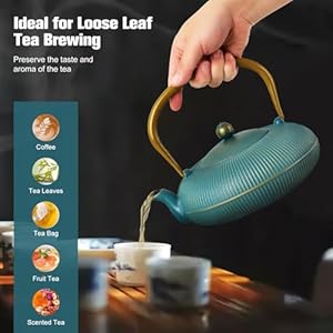 Greencastironteapotlargecapacity40oz1200mlwithinfuserforlooseleafstovetopsafeverticalstripeflatteakettleenameledinterior Urban Country Home Decor Green cast iron teapot large capacity 40oz1200ml with infuser for loose leaf stovetop safe vertical stripe flat tea kettle enameled interior urban country home decor