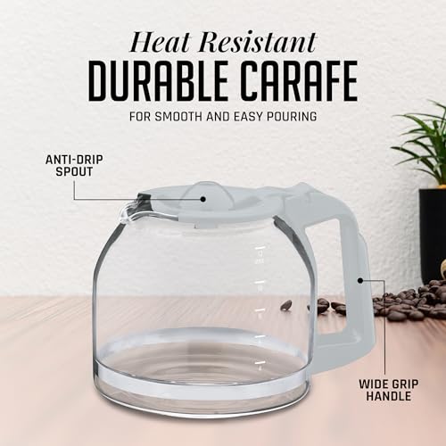 OVENTE-12-Cup-Drip-Coffee-Maker-with-Borosilicate-Glass-Carafe-One-Touch-Operation-Machine-Anti-Drip-System-Reusable-Filter-and-Clear-View-Water-Gauge-Ideal-for-Home-or-Office-Light-Blue-CM412LBL OVENTE 12 Cup Drip Coffee Maker with Borosilicate Glass Carafe One Touch Operation Machine Anti Drip System Reusable Filter and Clear View Water Gauge Ideal for Home or Office Light Blue CM412LBL