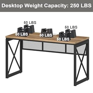 BON AUGURE Farmhouse Computer Desk, Modern Industrial Home Office Desks, Wood Metal Study Writing Table, Sturdy Gaming Desk (Vintage Oak, 54 Inch) BON AUGURE Farmhouse Computer Desk Modern Industrial Home Office Desks Wood Metal Study Writing Table Sturdy Gaming Desk Vintage Oak 54 Inch