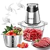 Food processors electric food chopper meat grinder with 2 bowls 8 cup5 cup400w copper motor 3 bi level blades for meatvegetablesonion garlic salad baby food nuts ice cube  urban country home decor