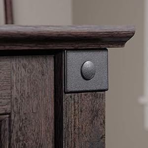 Sauder carson forge rustic vintage computer desk with drawers storage 5906 l x 2347 w x 2953 h coffee oak  urban country home decor