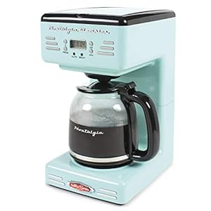 Nostalgia Retro 12 Cup Programmable Coffee Maker With LED Display Automatic Shut Off Keep Warm Pause And Serve Function Aqua