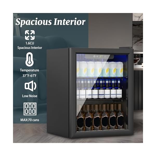  Compact-Beverage-Refrigerator70-Can16-Cubic-Feet-Mini-Fridge-with-Glass-Front-Door-for-Soda-Beer-or-Wine-Under-Counter-Drink-Dispenser-with-Adjustable-Shelve-Digital-Display-16-Cu