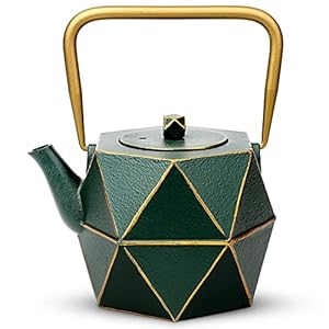   Toptier-Cast-Iron-Teapot-Stovetop-Safe-Japanese-Cast-Iron-Tea-Kettle-Diamond-Design-Tea-Pot-with-Removable-Infuser-for-Loose-Tea-30-Ounce-900-ml-Dark-Green