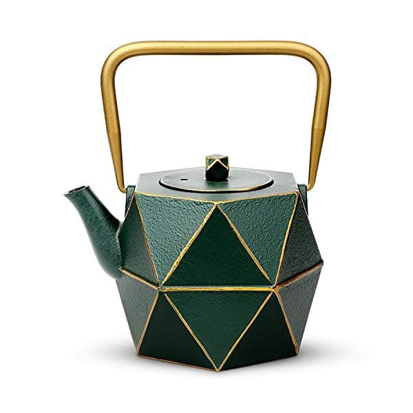   Toptier-Cast-Iron-Teapot-Stovetop-Safe-Japanese-Cast-Iron-Tea-Kettle-Diamond-Design-Tea-Pot-with-Removable-Infuser-for-Loose-Tea-30-Ounce-900-ml-Dark-Green