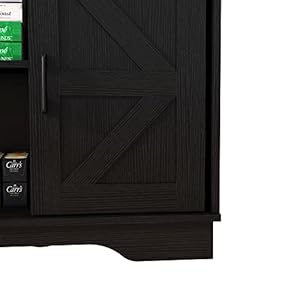 Panana bar cabinet with barn 2 sliding doors buffet farmhouse storage cabinet tv stand black  urban country home decor