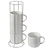   Hasense-Coffee-Mugs-Set-of-4-with-Stand-15-oz-Porcelain-Stackable-Coffee-Cups-Set-with-handle-for-Tea-Latte-Milk-and-Cappuccino-White-Embossed-Tea-Cups-Set-with-Geometric-Pattern-for-Men-and-Women