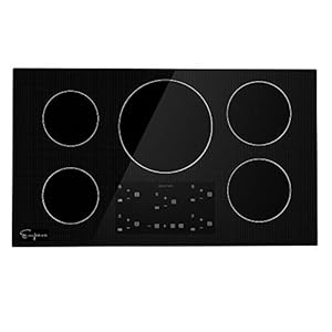 Empava 36″ Electric Stove Induction Cooktop with 5 Power Boost Burners Smooth Surface Vitro Ceramic Glass in Black 240V, 36 Inch