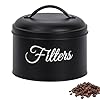 Black Enamel Basket Coffee Filter Holder with Lid Organizer Round Coffee Filter Holder for Counter Rustic Farmhouse Coffee Bar Decoration