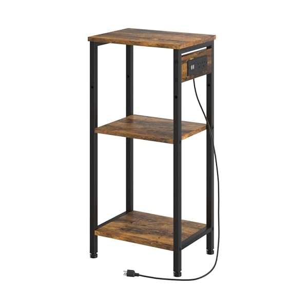   Tall-End-Table-with-Charging-Station-3-Tier-Narrow-Tall-Nightstand-with-Storage-Slim-Side-Table-with-USB-Ports-and-Outlets-for-Bedroom-Living-Room-Office-Rustic-Brown-and-Black