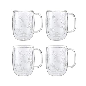 Zwilling sorrento plus 4 pc 12oz double wall glass coffee mug set  urban country home decor
