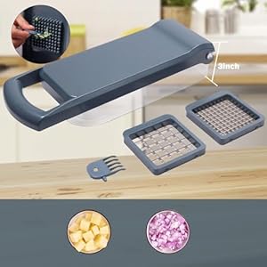 Vegetable Chopper Food Chopper Onion Chopper Vegetable SlicerVeggie Chopper with ContainerKitchen AccessoriesGrey6 Blade