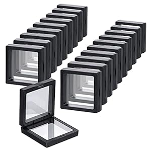 Black 3D Floating Frame Display Holder Stands, 20 PCS Coin Display Case, 2.8 x 2.8 x 0.8 inch Silicone Coin Frame, 3D Floating Jewelry Frame for Challenge Coins, AA Medallions, Jewelry