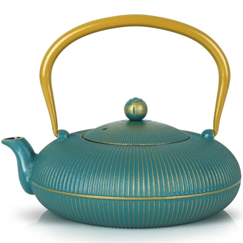 Greencastironteapotlargecapacity40oz1200mlwithinfuserforlooseleafstovetopsafeverticalstripeflatteakettleenameledinterior Urban Country Home Decor Green cast iron teapot large capacity 40oz1200ml with infuser for loose leaf stovetop safe vertical stripe flat tea kettle enameled interior urban country home decor