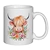 NATSUNO Highland Cow Coffee Mug Scottish Fluffy Cow Themed Gift Farm Cup 11oz