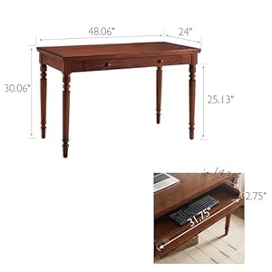 Farmhouse Oak Laptop Desk with Drop Front Keyboard Drawer, Solid Wood Writing Desk for Home Office, Mission Oak – Leick Home, 82410 Farmhouse Oak Laptop Desk with Drop Front Keyboard Drawer Solid Wood Writing Desk for Home Office Mission Oak–Leick Home 82410