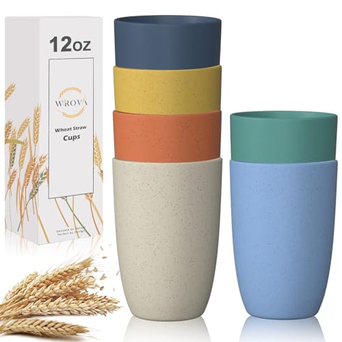 Wheatstrawcups6pcsgoodalternativetoplasticreusablecups12ozunbreakabledrinkingcupreusabledishwashersafewaterplasticglasseswith6colors Urban Country Home Decor Wheat straw cups 6 pcs good alternative to plastic reusable cups 12 oz unbreakable drinking cup reusable dishwasher safe water plastic glasses with 6 colors urban country home decor
