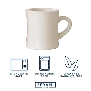 Serami Original 11oz Cream Diner Coffee Mug Set Ceramic Mugs Great for Kitchen Set Travel and Hot Tea Retro Waffle House Farmhouse Mug with Handle Heavy Duty Coffee Cups 6 Pack