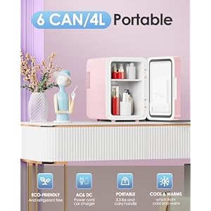 Skincare Fridge With Dimmable LED Light Mirror, 4L Makeup Mini Fridge for Bedroom, Car, Office & Dorm, Cooler & Warmer, Portable Small Refrigerator for Cosmetics, Skin Care and Food, Pink Skincare Fridge With Dimmable LED Light Mirror 4L Makeup Mini Fridge for Bedroom Car Office Dorm Cooler Warmer Portable Small Refrigerator for Cosmetics Skin Care and Food Pink