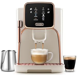 Zulay Kitchen Magia Clasica Fully Automatic Espresso Machine With Grinder Touch Screen Coffee Maker With One Touch Operation Milk Foam System For Latte Cappuccino Macchiato Cream Copper
