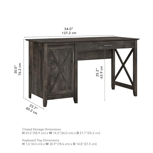 Bush-Furniture-Key-West-Computer-Desk-with-Storage-Farmhouse-PC-Table-for-Home-Office-in-Dark-Gray-Hickory-54W-x-24D Bush Furniture Key West Computer Desk with Storage Farmhouse PC Table for Home Office in Dark Gray Hickory 54W x 24D