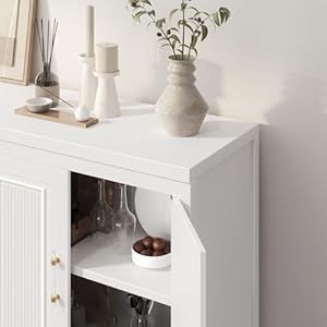 Buffet Cabinet with Storage 55 Large Sideboard Buffet Storage Cabinet with 4 Doors and Shelves Modern Farmhouse Coffee Bar Station Wood Kitchen Table for Kitchen Dining Room White