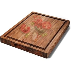 XL Acacia Wood Cutting Board (20x15x1.5in) and Wooden Butcher Block, Chopping Board-Reversible Multipurpose For Meat, Cheese Board, Vegetables, Bread with Juice Groove, Cracker Holder & Inner Handles XL Acacia Wood Cutting Board 20x15x15in and Wooden Butcher Block Chopping Board Reversible Multipurpose For Meat Cheese Board Vegetables Bread with Juice Groove Cracker Holder Inner Handles