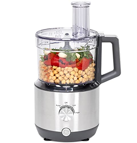 GE-Food-Processor-12-Cup-Complete-With-3-Feeding-Tubes-Stainless-Steel-Accessories-3-Discs-Dough-Blade-3-Speed-Great-for-Shredded-Cheese-Chicken-More-Kitchen-Essentials-550-Watts GE Food Processor 12 Cup Complete With 3 Feeding Tubes Stainless Steel Accessories 3 Discs Dough Blade 3 Speed Great for Shredded Cheese Chicken More Kitchen Essentials 550 Watts