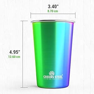 Stainless steel cups 16 oz pint tumbler 4 pack premium metal drinking glasses stackable durable cup 16 oz rainbow  urban country home decor
