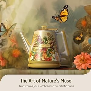 Hazel Quinn Retro X Eduardo Recife Collaboration Electric Kettle- 1 Litres / 34 Ounces Retro Small Tea Kettle, Double Wall, 304 Stainless Steel, 800W Fast Boiling, Cordless, BPA-Free, Auto Shut-Off Hazel Quinn Retro X Eduardo Recife Collaboration Electric Kettle 1 Litres 34 Ounces Retro Small Tea Kettle Double Wall 304 Stainless Steel 800W Fast Boiling Cordless BPA Free Auto Shut Off