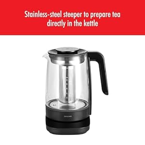 ZWILLING Enfinigy Glass Kettle 17L Tea Kettle 6 Preset Temps for the Perfect Cup Tea Timer Black