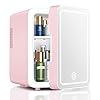 Skincare fridge with dimmable led light mirror 4l makeup mini fridge for bedroom car office dorm cooler warmer portable small refrigerator for cosmetics skin care and food pink  urban country home decor