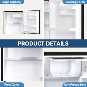 Frestec 17 cuft mini fridge with freezermini fridge for bedroomsmall refrigeratordorm refrigerators with freezercompact refrigerator for officeapartmentdormbedroom black  urban country home decor