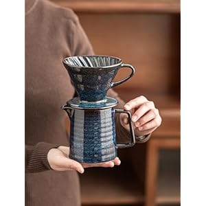 Pour Over Coffee MakerCeramic Coffee Maker With 40 pcs V60 Paper Filter15oz450ml Pour Over Coffee Dripper Starry Blue V02