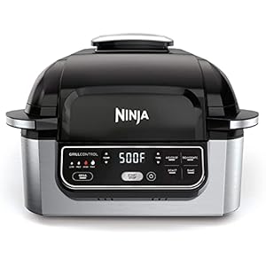 Ninja AG301 Foodi 5-in-1 Indoor Electric Grill with Air Fry, Roast, Bake & Dehydrate – Programmable, Black/Silver