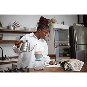 Stylish Coffee Filter Holder with Iron Fan Shape Evenly Spread out Filters Coffee Filter Rack with Tree of Life Decor Upgrade Your Coffee Enjoyment Perfect for Home or Office Use Black