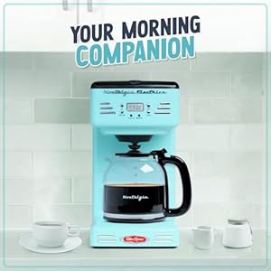 Nostalgia Retro 12 Cup Programmable Coffee Maker With LED Display Automatic Shut Off Keep Warm Pause And Serve Function Aqua