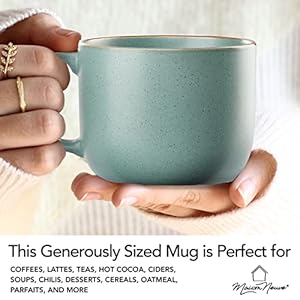Maison Neuve Riverside Collection 4-Piece Mug Set - Hand Crafted Ceramic Stoneware Mug Set, Modern Dining Mugs, Large & Multipurpose Shape Mugs, Microwave & Dishwasher Safe - California Teal, 19 Oz Maison Neuve Riverside Collection 4 Piece Mug Set Hand Crafted Ceramic Stoneware Mug Set Modern Dining Mugs Large Multipurpose Shape Mugs Microwave Dishwasher Safe California Teal 19 Oz