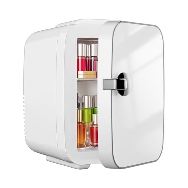   DUMOS-4L-Mini-Fridge-6-Can-Thermoelectric-Cooler-Warmer-Compact-110V-AC12V-DC-Refrigerator-for-Skincare-Drinks-and-Food--Retro-Style-for-Car-Office-Dorm-Bedroom-White