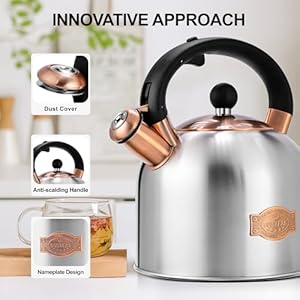 Susteasteakettle317qtwhistlingkettlewithergonomichandlepremiumstainlesssteelteapotsforstovetopchicvintageteapotwithcompositebaseworkforallstovetopssilver Urban Country Home Decor Susteas tea kettle 317qt whistling kettle with ergonomic handle premium stainless steel tea pots for stove top chic vintage teapot with composite base work for all stovetops silver urban country home decor